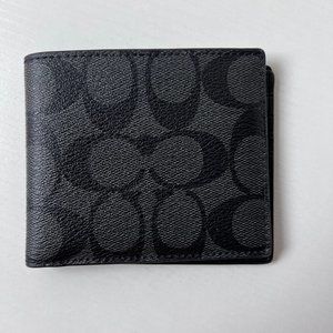 Coach Outlet Men's Bifold Wallet in Signature Canvas w/ ID Window